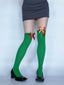 Grüne Weihnachtselfen-Overkneestrümpfe mit Schleifen
