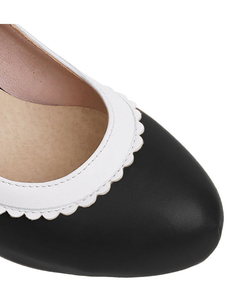 Khaki VINTAGE ROUND HOHE ABSATZ SCHUHE