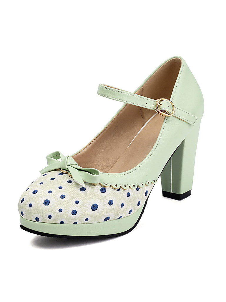 [Vorverkauf] Tupfen Runden Zehe Klobige Absätze