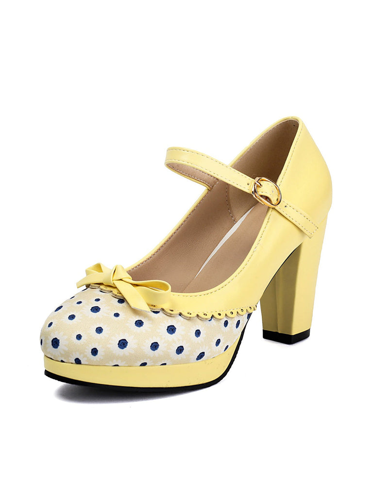 [Vorverkauf] Tupfen Runden Zehe Klobige Absätze