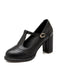 Retro Leder T-Träger Klobigem Absatz Schuhe