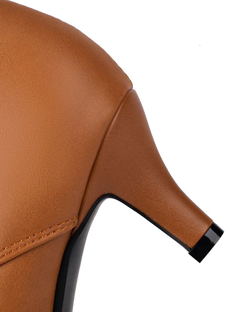 Vintage Schnürung Kätzchen Ferse Knöchel Stiefel