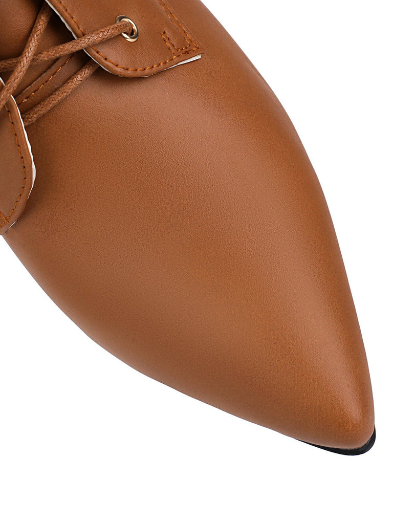 Vintage Schnürung Kätzchen Ferse Knöchel Stiefel