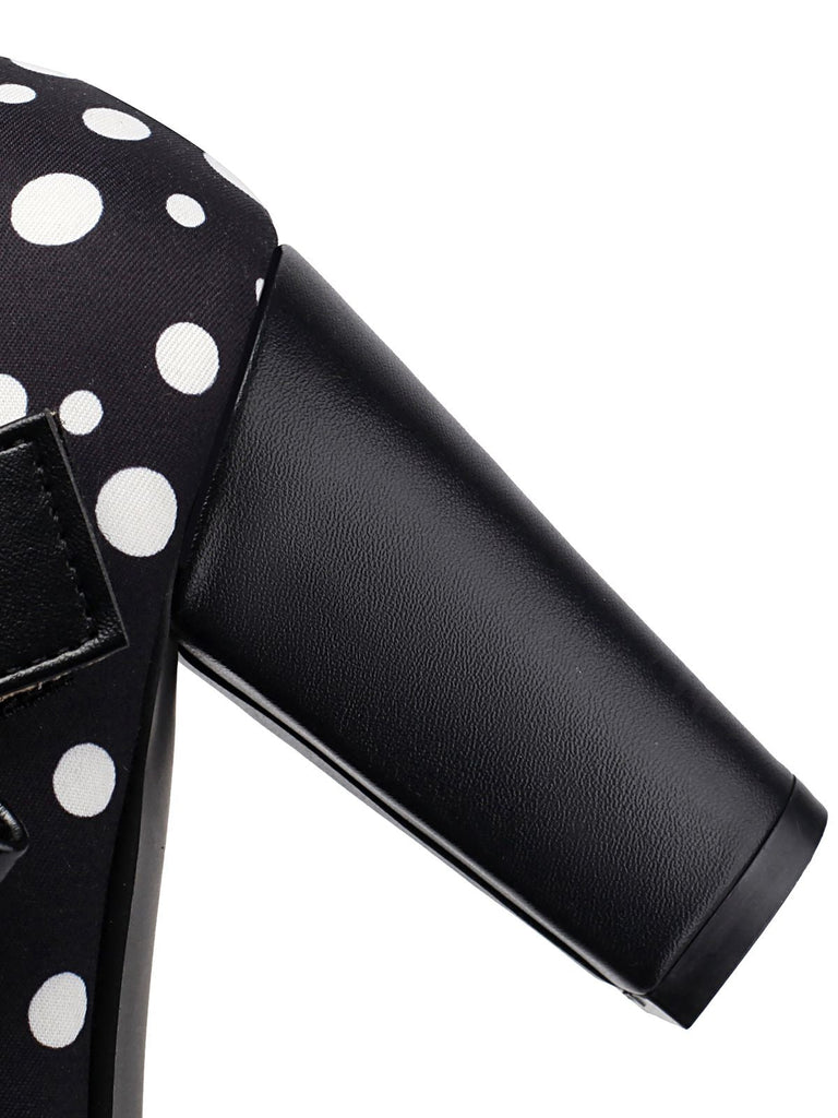 Mary Jane Polka Dots Bogen Klobige Absätze