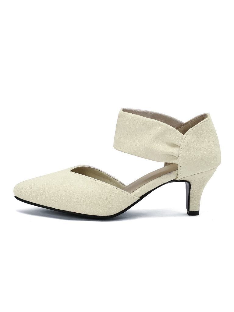 Solide Spitze Wildleder Kitten Heels