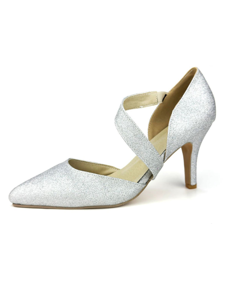 Spitz Zulaufende Funkeln Schräg Träger High Heels