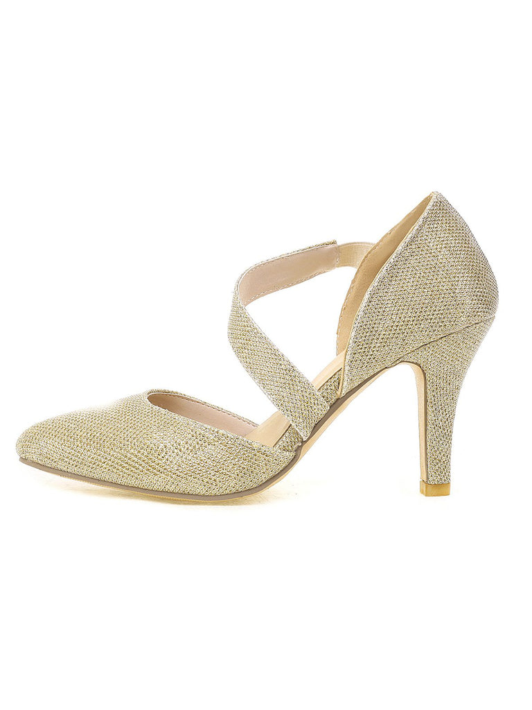 Spitz Zulaufende Funkeln Schräg Träger High Heels