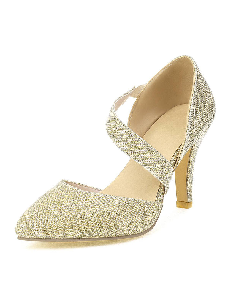 Spitz Zulaufende Funkeln Schräg Träger High Heels