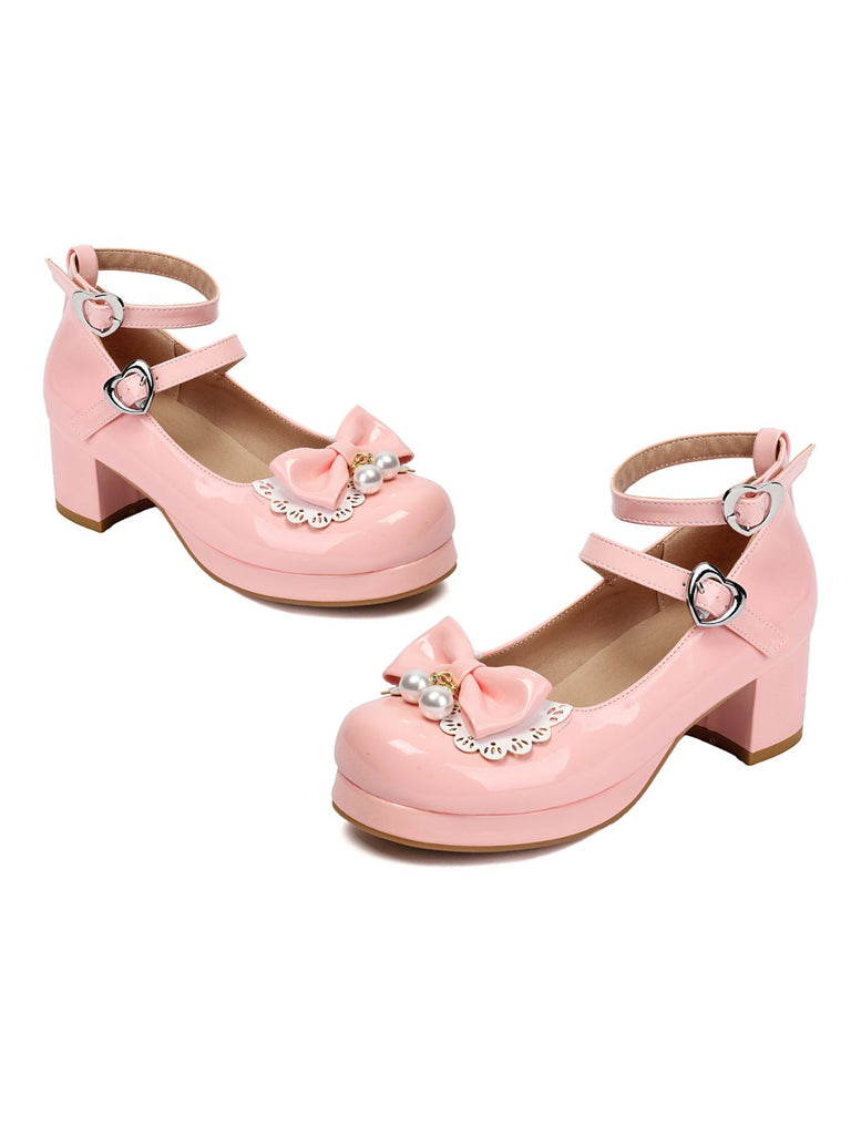 Herz Perle Bogen Mary Jane Heels