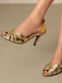 Vintage Solide Peep Toe Hohl Slip-On Hohe Absätze