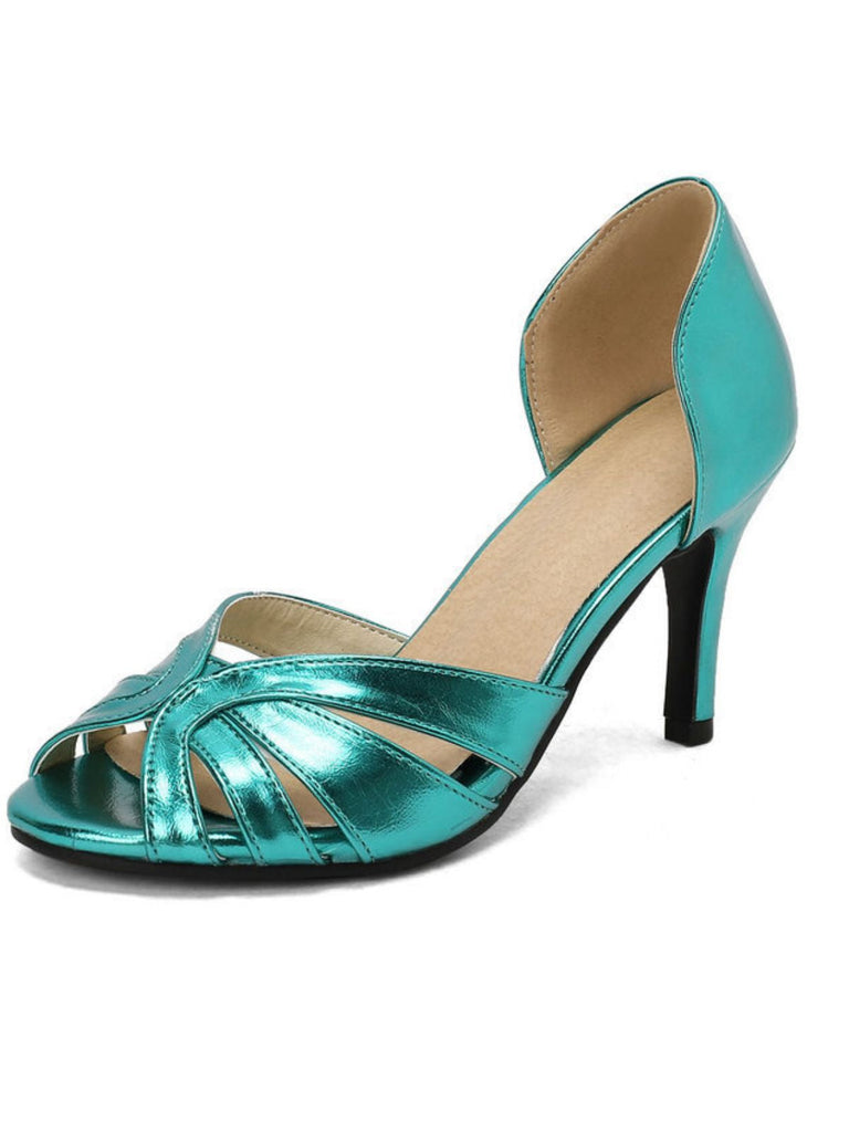 Vintage Solide Peep Toe Hohl Slip-On Hohe Absätze