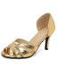 Goldfarbene Vintage-Peep-Toe-Slip-on-Schuhe mit hohen Absätzen