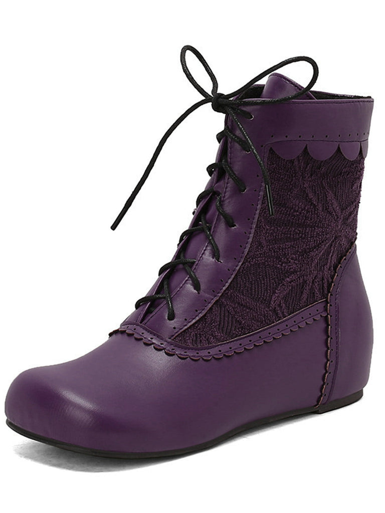 Vintage Stickerei Schnürung Innere Ferse Stiefel