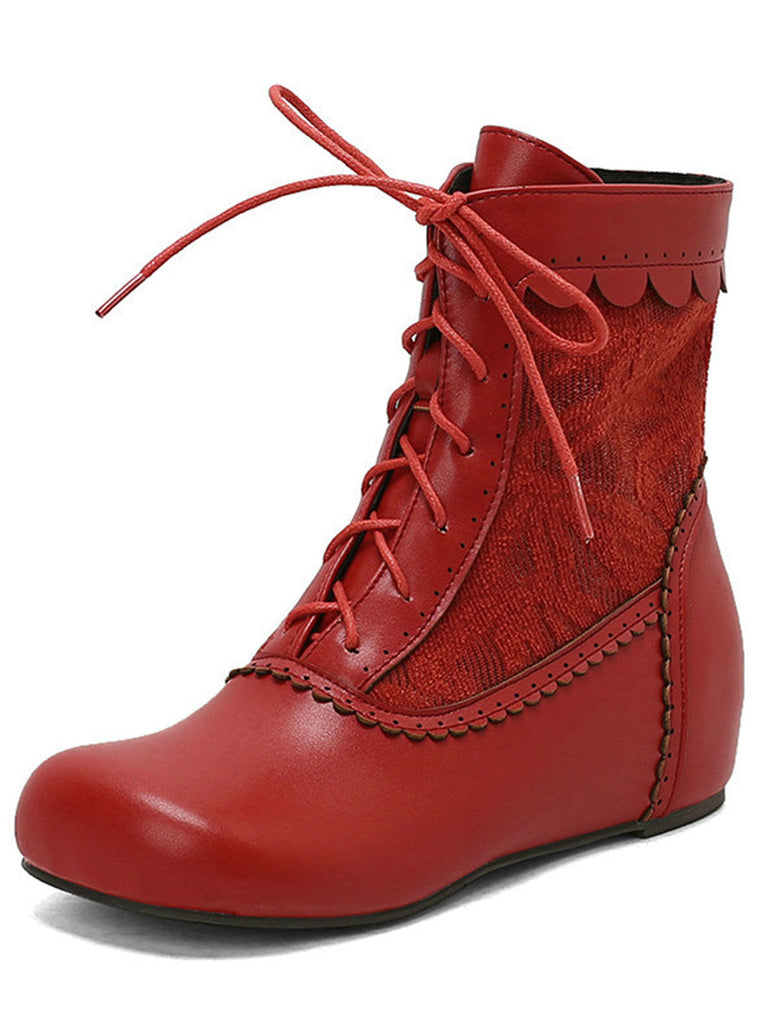 Vintage Stickerei Schnürung Innere Ferse Stiefel