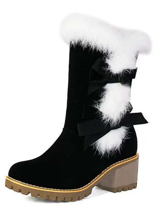 Vintage Plüsch Zierleiste Bogen Klobiger Absatz Stiefel