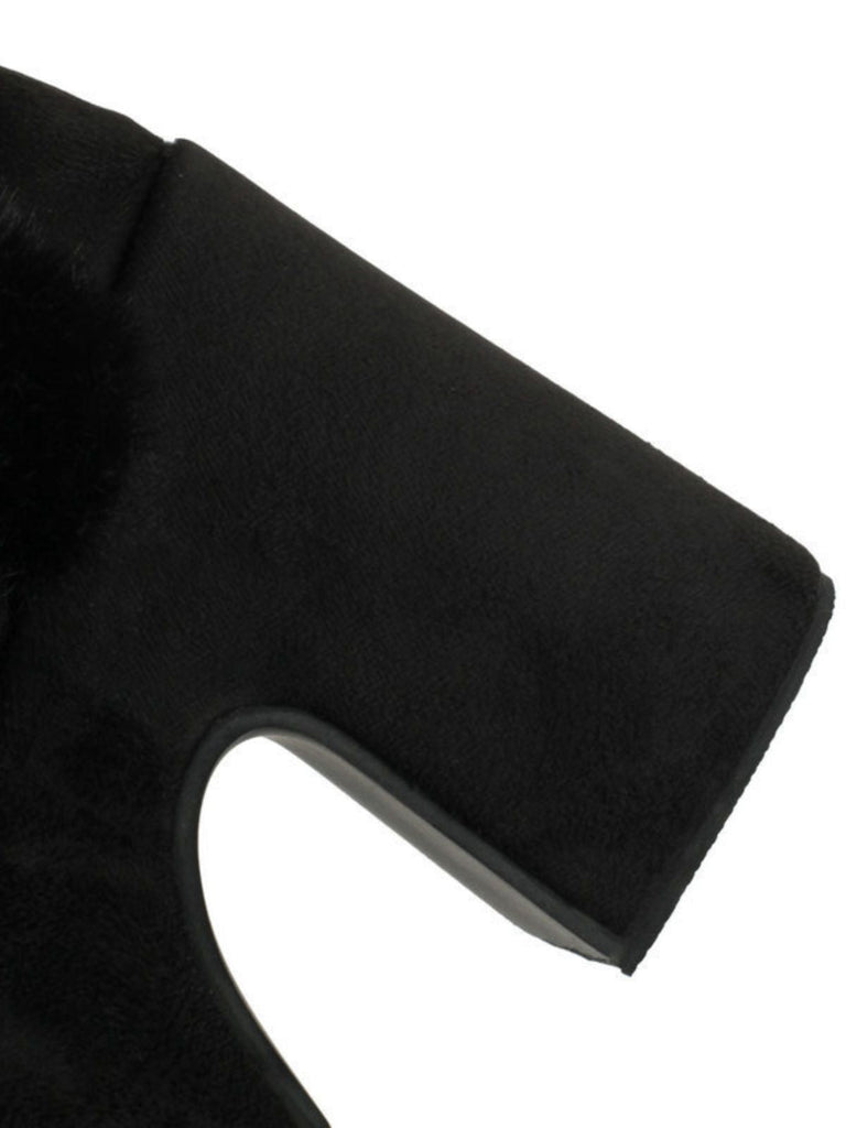 Vintage Kunstpelz Runden Zehe Hoher Absatz Stiefel