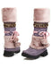 Vintage Kunstpelz Bommel Winter Schnee Stiefel