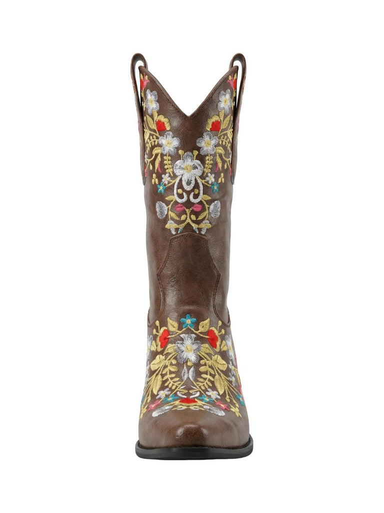 Vintage Spitze Besticktes Blumen Blockabsatz Stiefel