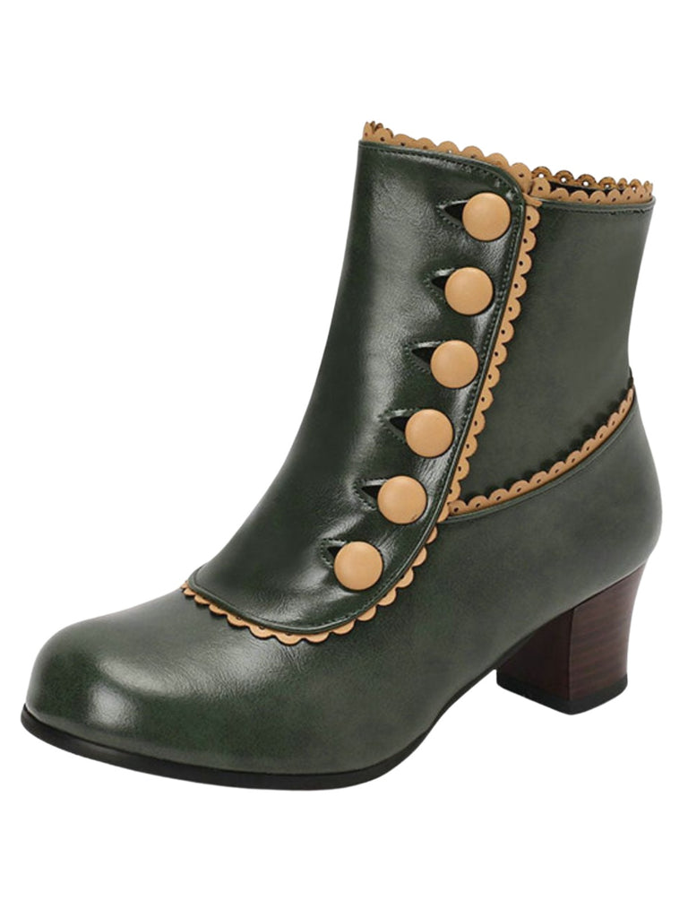 Vintage Kunstfellfutter Chunky Ferse Kurze Stiefel