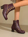 Vintage Kunstfellfutter Chunky Ferse Kurze Stiefel