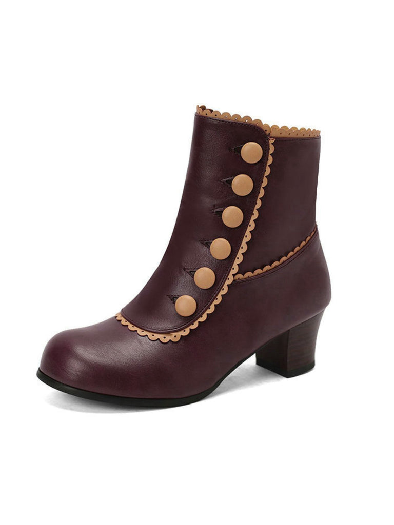 Vintage Kunstfellfutter Chunky Ferse Kurze Stiefel
