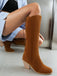 Wildleder Knee Schnürung Blockabsatz Stiefel
