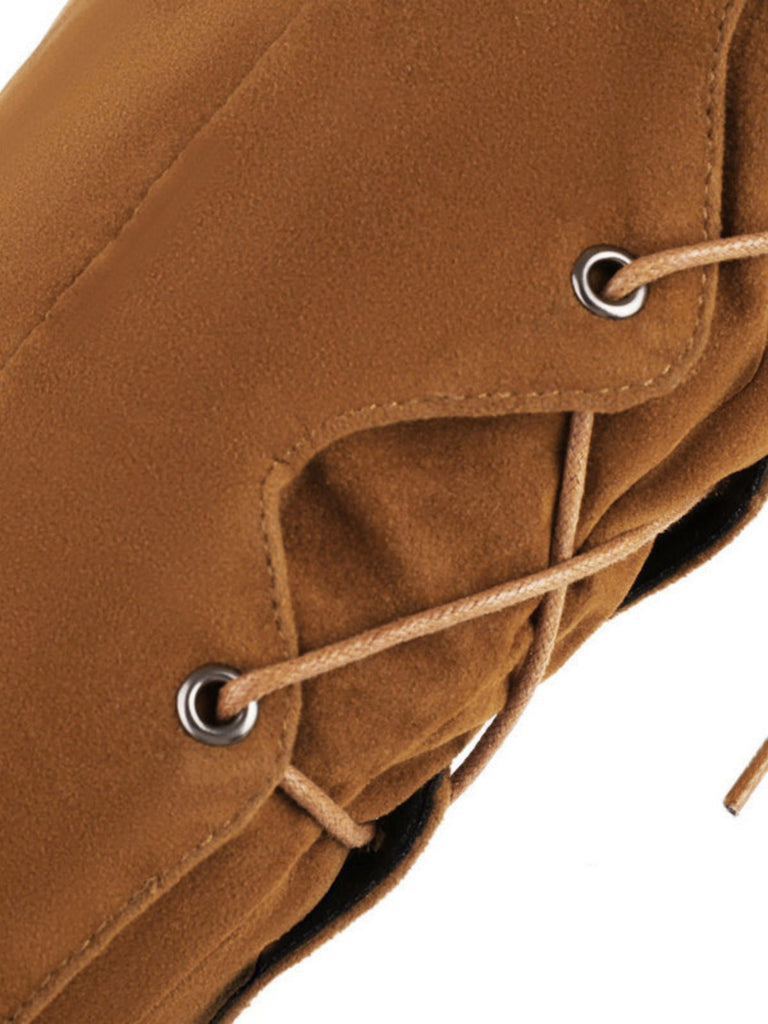 Wildleder Knee Schnürung Blockabsatz Stiefel