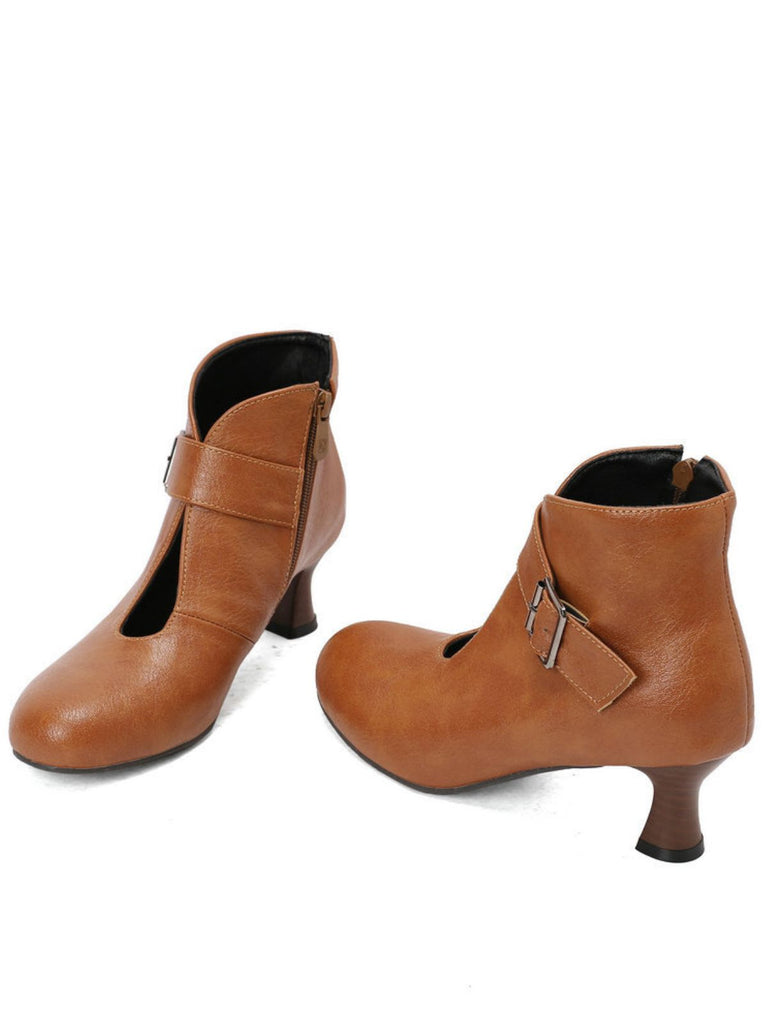 Boots mit Cut-out und Blockabsatz
