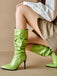 Vintage Solide Lack Leder Wadenhoch Hohe Stiefel