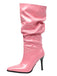 Vintage Solide Lack Leder Wadenhoch Hohe Stiefel
