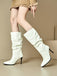 Vintage Solide Lack Leder Wadenhoch Hohe Stiefel