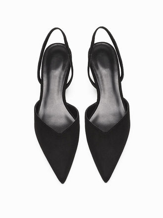 Spitz zulaufende Uni Slingback Träger Low Block Schuhe