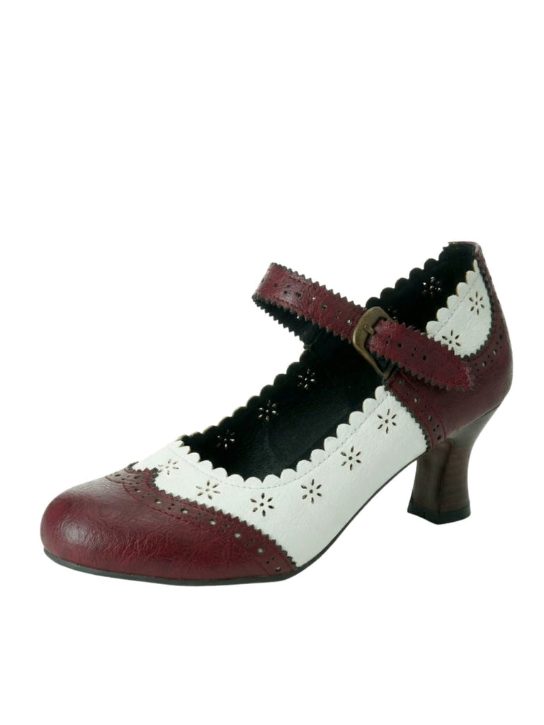 Vintage Brogue-Schuhe mit floralem Blumenmuster und klobigem Absatz, Größe 11