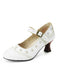 Vintage Brogue Blumen Ausgeschnitten Blockabsatz Schuhe