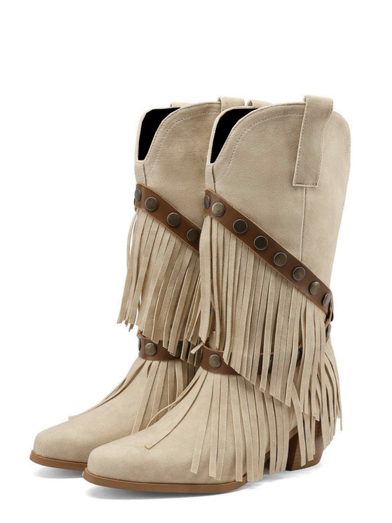 Vintage Denim Western Cowboy Fransen Wadenhoch Stiefel