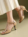Peeptoe-Sandalen mit Cut-Outs, Farbblock-Design und Riemchen, Größe 9