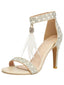 Beige Hochzeitsschuhe mit Strass und Feder