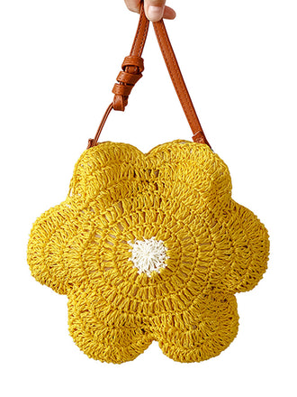 Gelbe Tasche mit Blumen und Handwoven