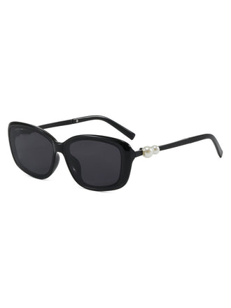 Schwarze Vintage Sonnenbrille mit Perlen und Square