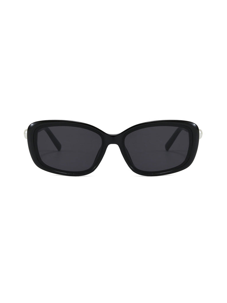 Schwarze Vintage Sonnenbrille mit Perlen und Square