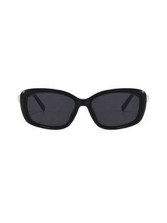 Schwarze Vintage Sonnenbrille mit Perlen und Square
