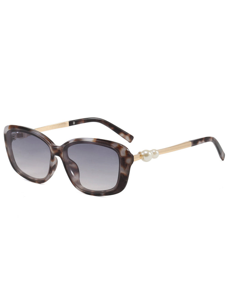 Schwarze Vintage Sonnenbrille mit Perlen und Square