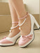 Farbblock-Schuhe mit Perlen und Schleife