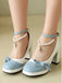 Farbblock-Schuhe mit Perlen und Schleife