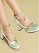 Farbblock-Schuhe mit Perlen und Schleife