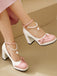 Farbblock-Schuhe mit Perlen und Schleife