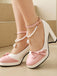 Farbblock-Schuhe mit Perlen und Schleife