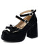 Vintage Mary-Jane Plateau-Pumps mit Schleife