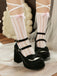 Vintage Mary-Jane Plateau-Pumps mit Schleife