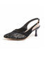Vintage Slingback-Pumps mit Spitzeinsätzen und spitzer Zehenpartie